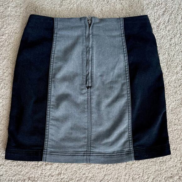 Free People Modern Femme mini skirt black gray two toned denim size 2 stretchy - Picture 6 of 11